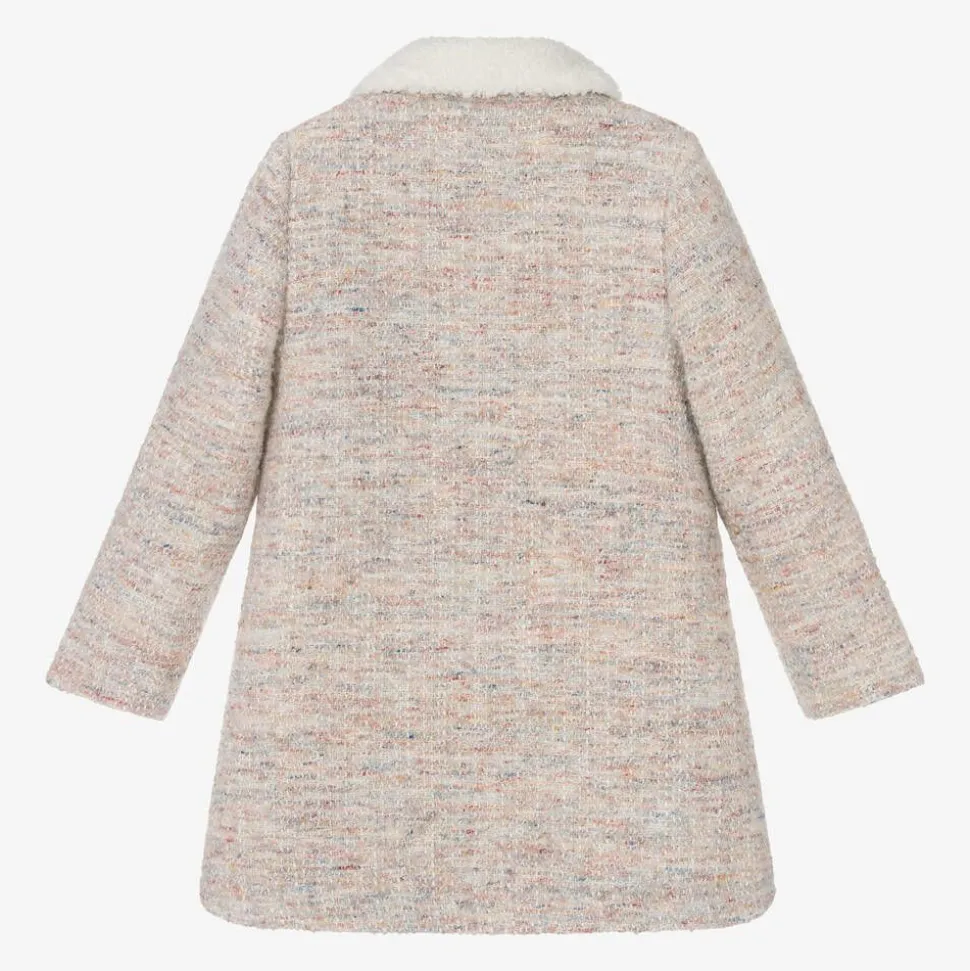 Girls Beige Tweed Coat