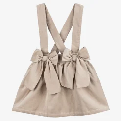 Girls Beige Velvet Skirt