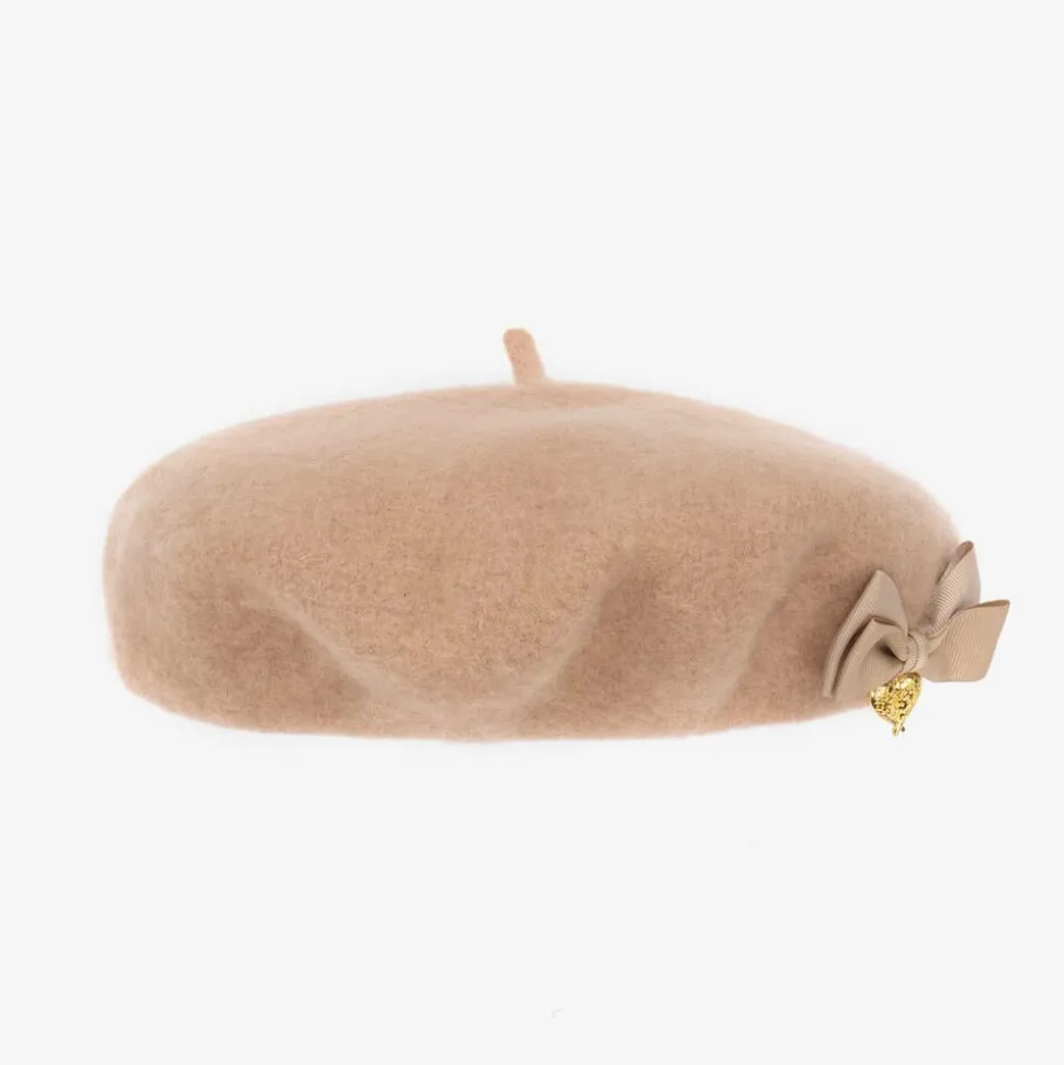 Girls Beige Wool Beret