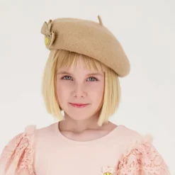Girls Beige Wool Beret