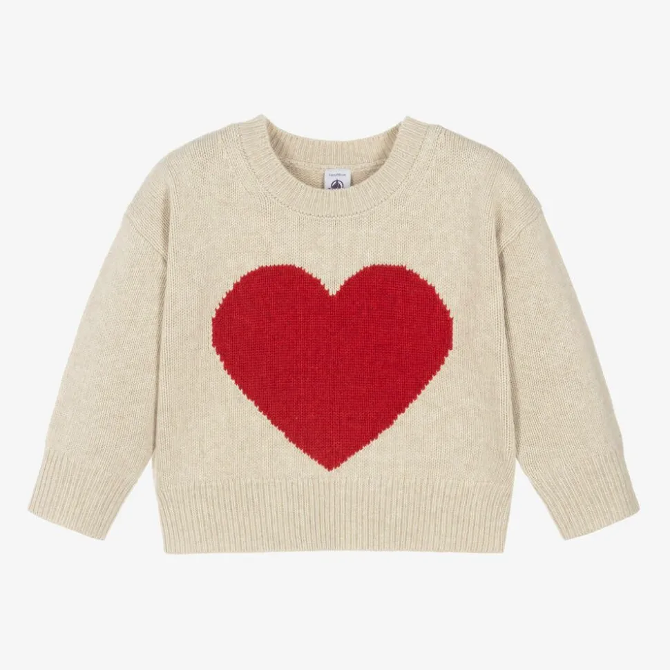 Girls Beige Wool Knit Sweater