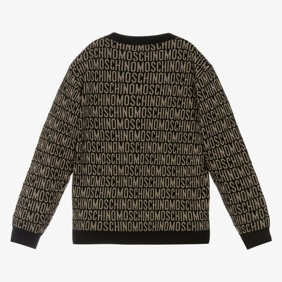 Girls Black & Gold Jacquard Sweater