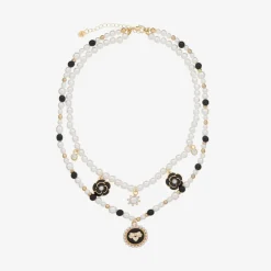 Girls Black & White Pearl Necklace (41cm)