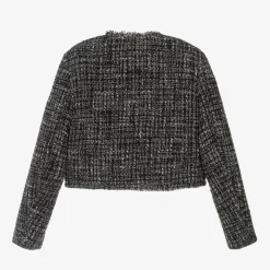 Girls Black Bouclé Tweed Jacket