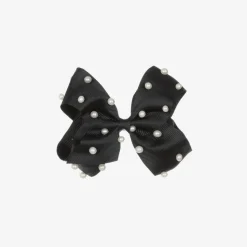 Girls Black Bow Hair Clip (11cm)