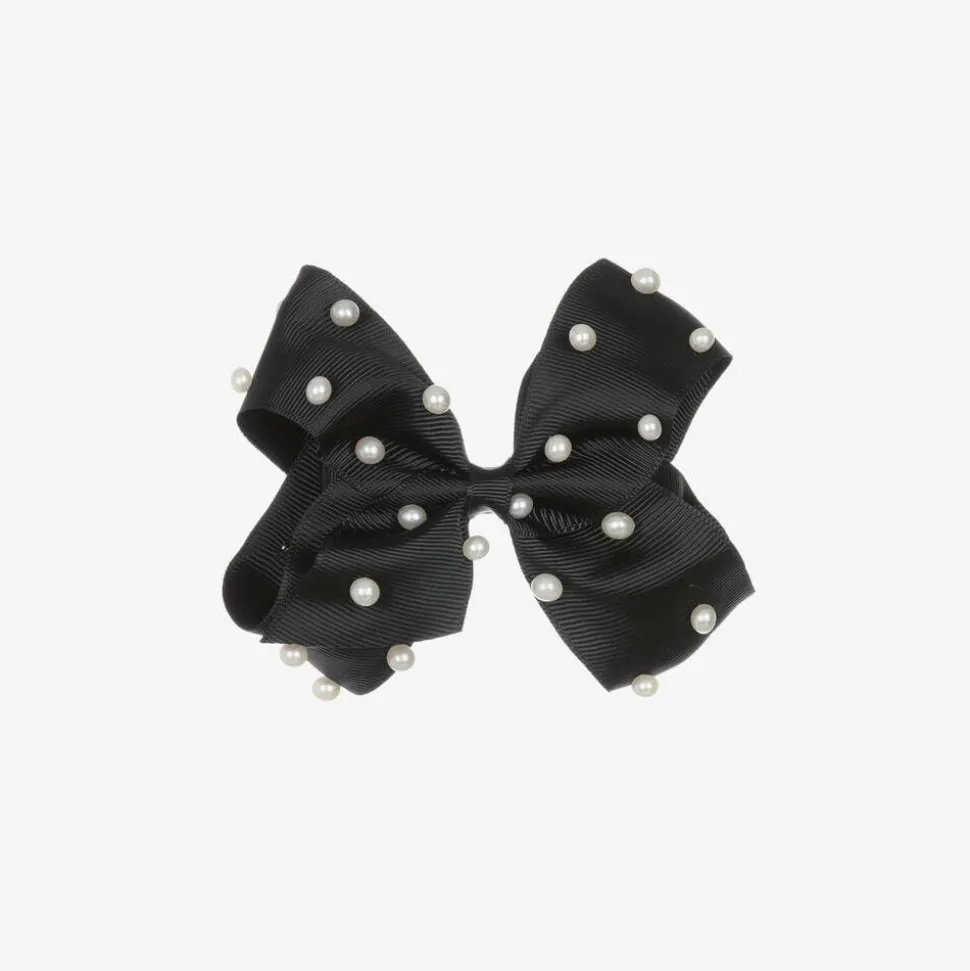 Girls Black Bow Hair Clip (11cm)
