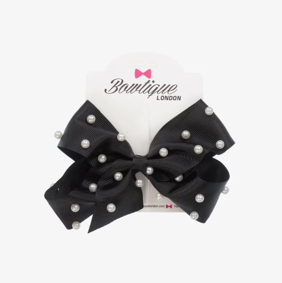 Girls Black Bow Hair Clip (11cm)