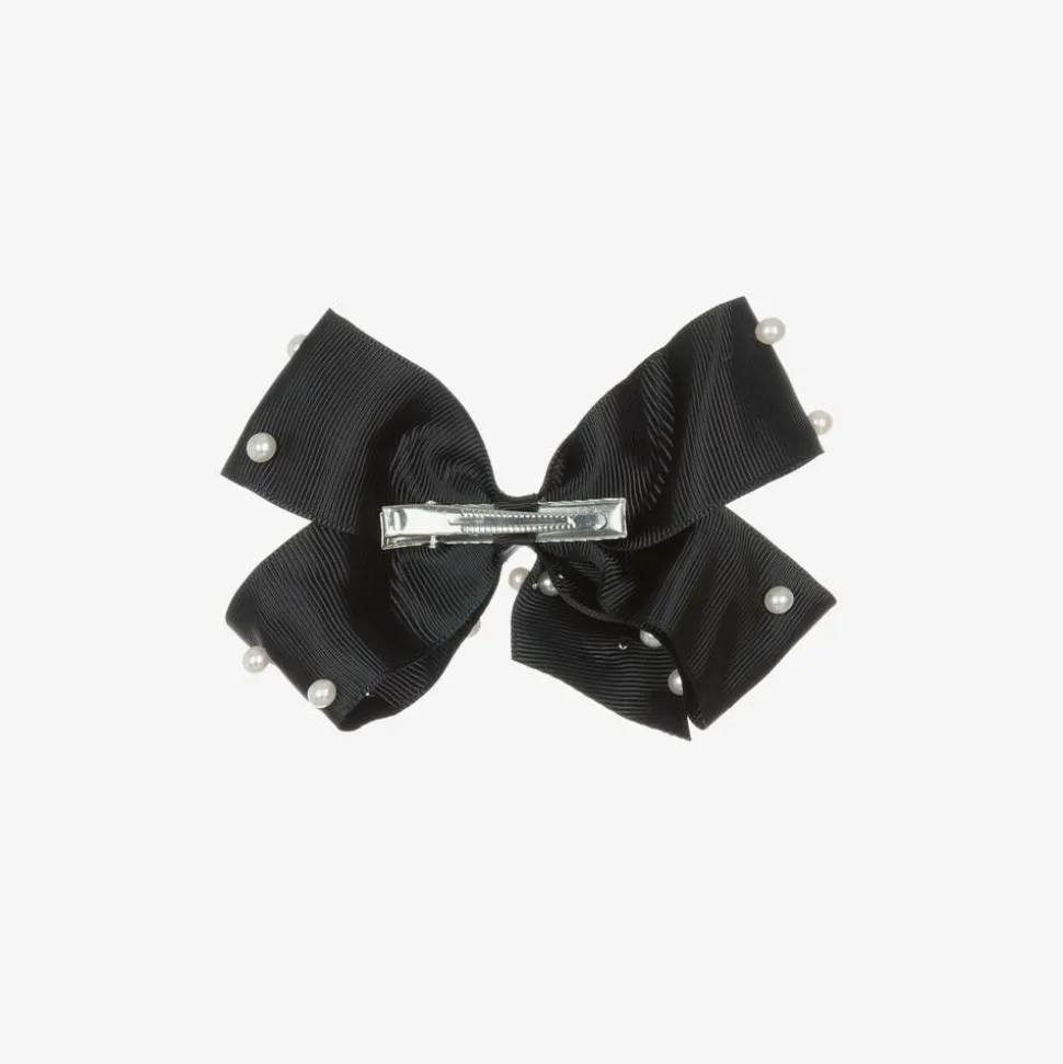 Girls Black Bow Hair Clip (11cm)