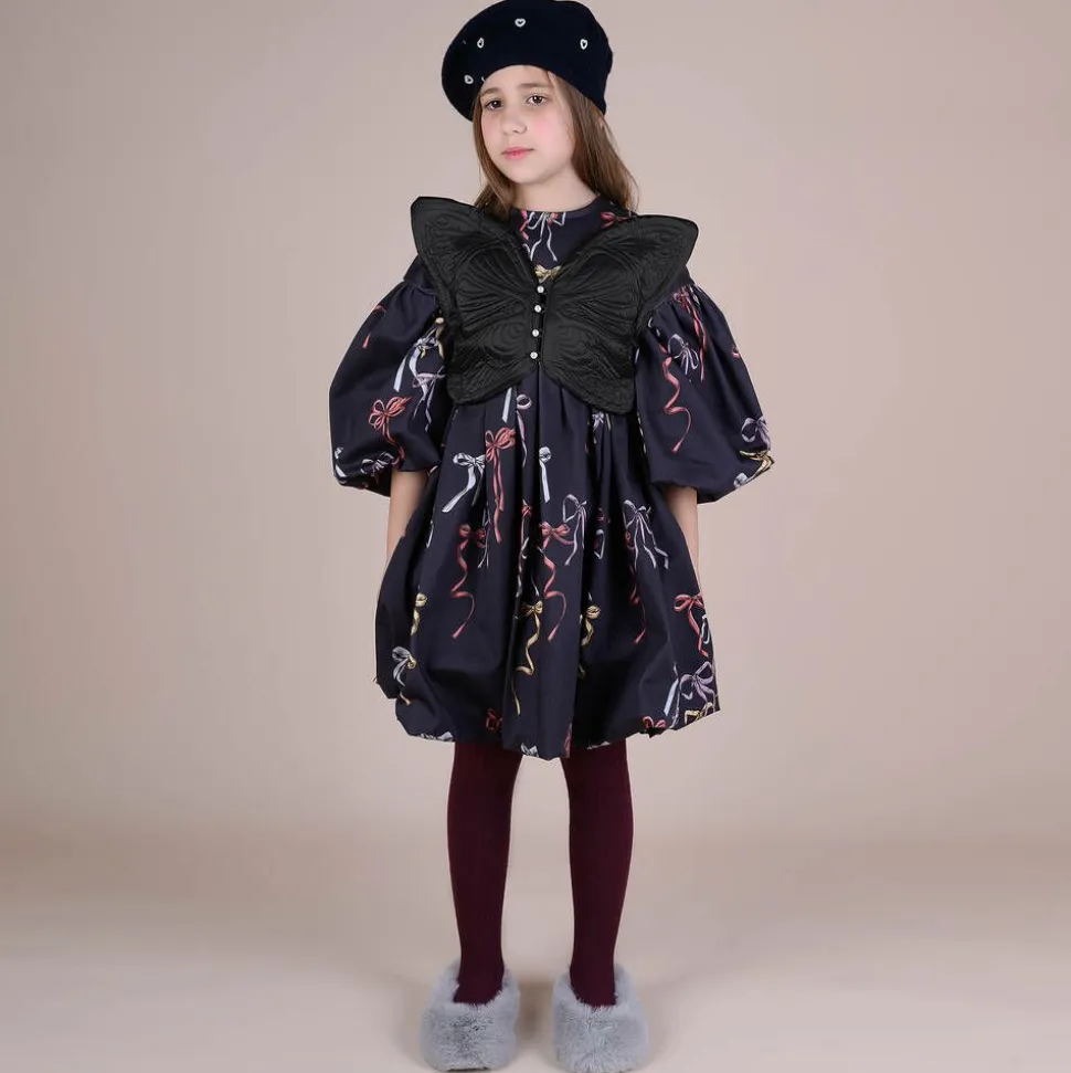 Girls Black Butterfly Dress-Up Top