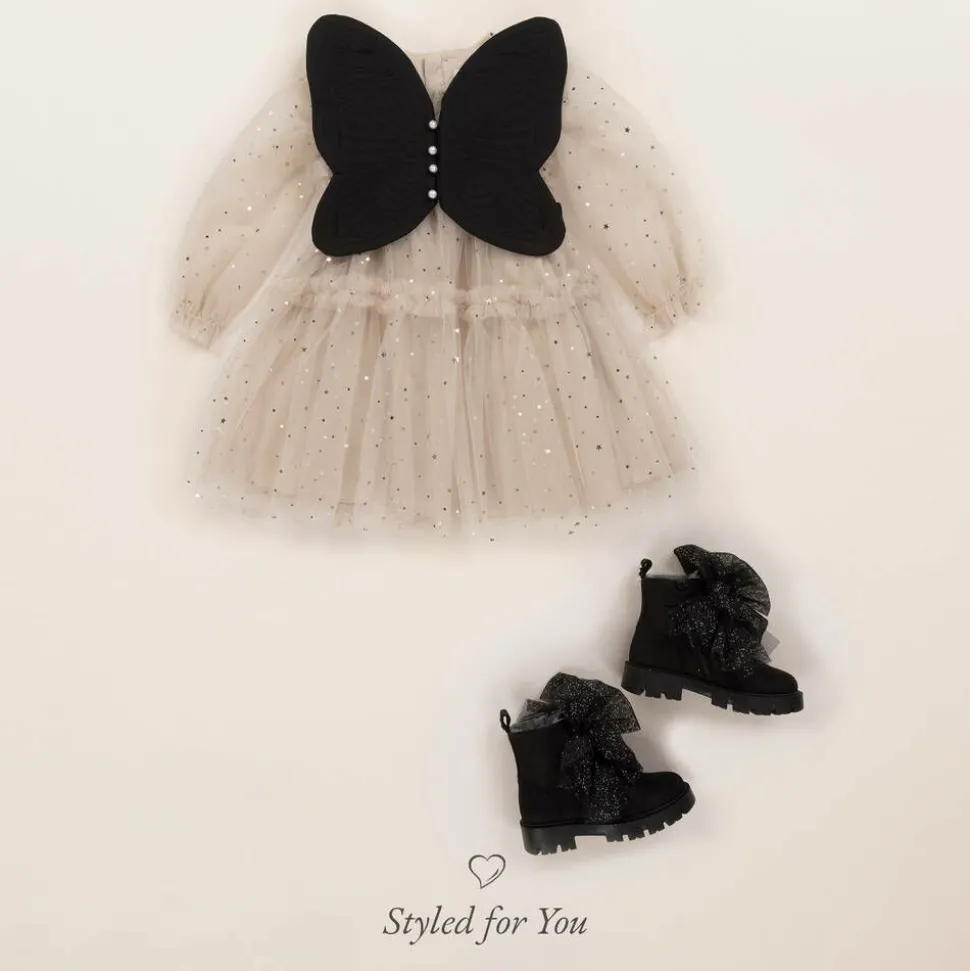 Girls Black Butterfly Dress-Up Top