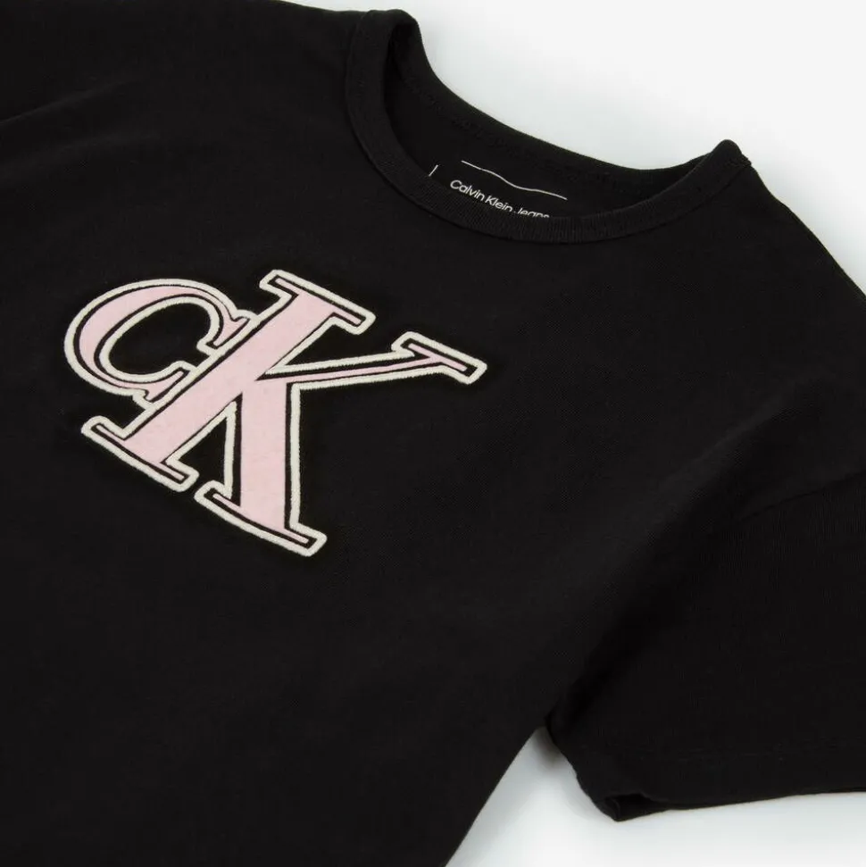 Girls Black CK Cotton T-Shirt