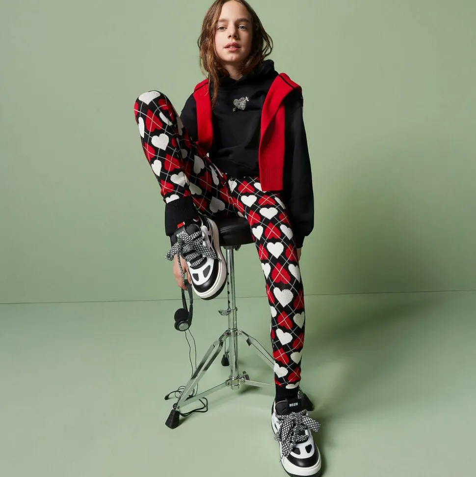 Girls Black Cotton Diamanté Heart Hoodie