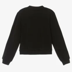 Girls Black Cotton Diamanté Sweatshirt