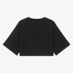 Girls Black Cotton Gold Stud T-Shirt