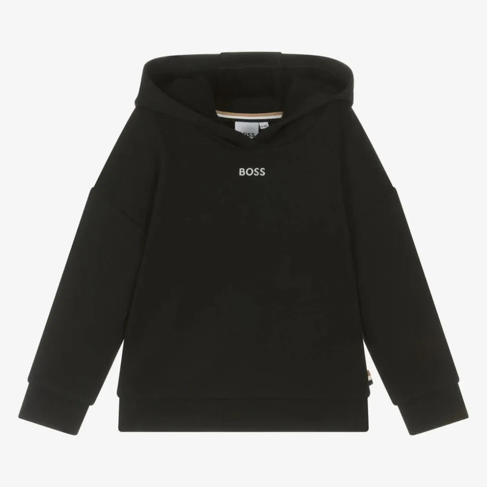 Girls Black Cotton Hoodie