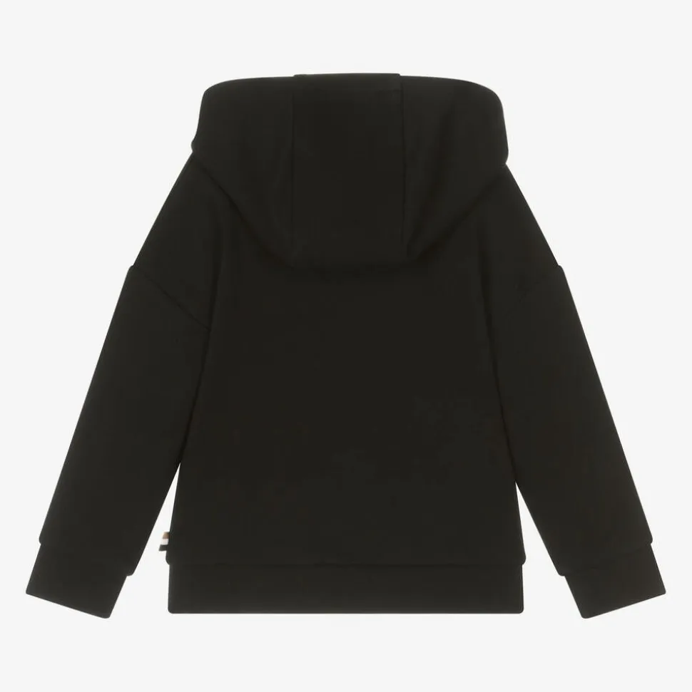 Girls Black Cotton Hoodie