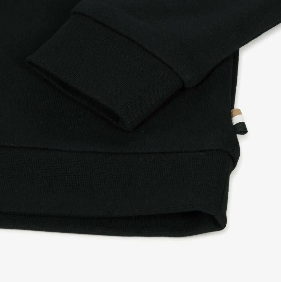 Girls Black Cotton Hoodie