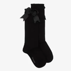 Girls Black Cotton Knee Length Socks