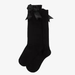 Girls Black Cotton Knee Length Socks