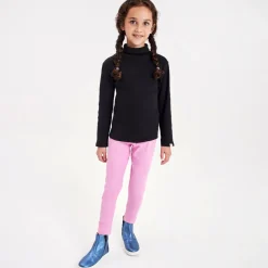 Girls Black Cotton Roll Neck Top