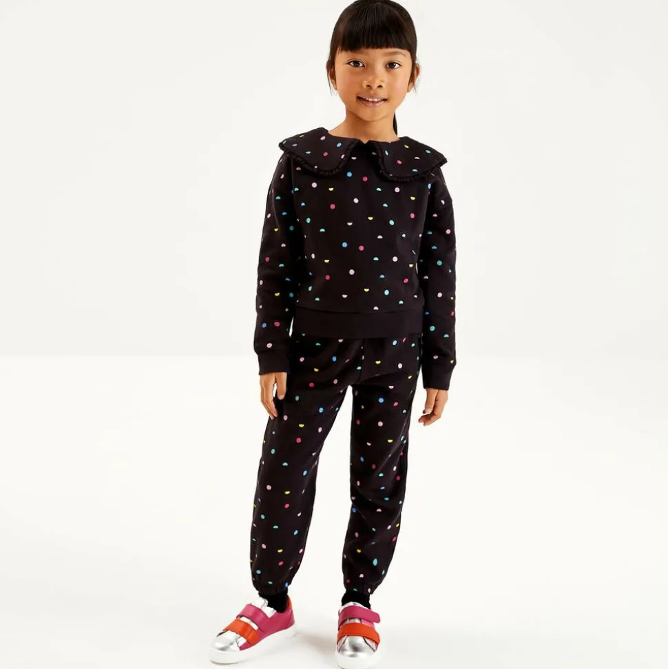 Girls Black Cotton Tracksuit