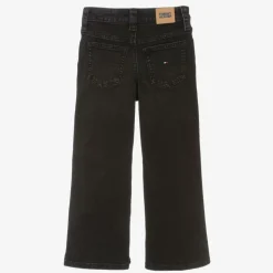 Girls Black Denim Wide-Leg Mabel Jeans