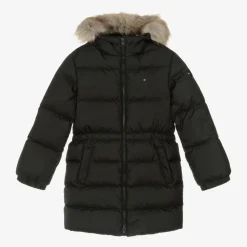 Girls Black Down-Padded Puffer Coat