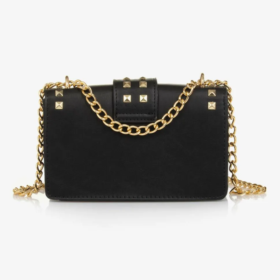 Girls Black Faux Leather Shoulder bag (19cm)