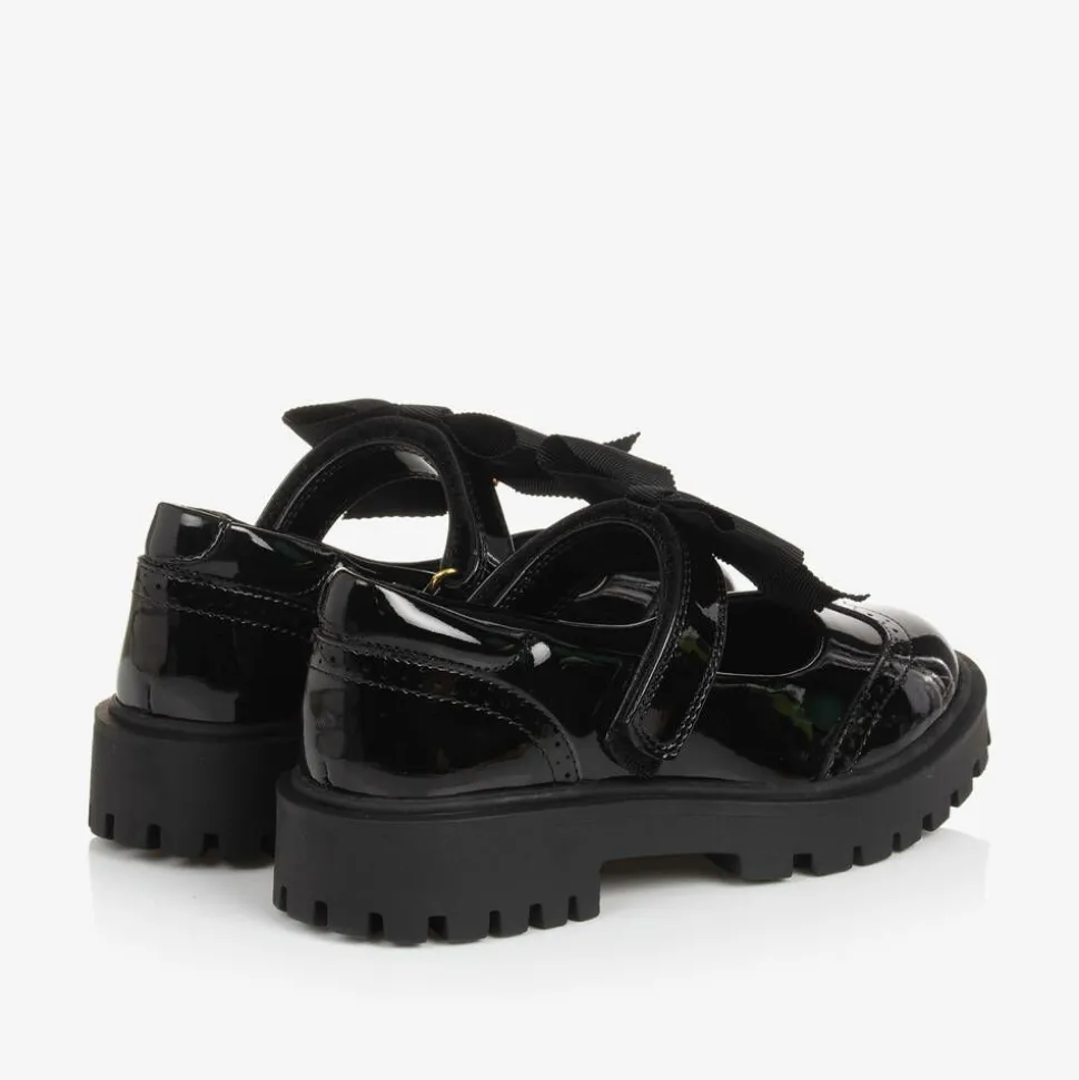 Girls Black Faux Patent Leather Shoes