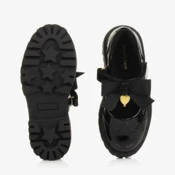 Girls Black Faux Patent Leather Shoes