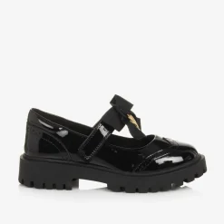 Girls Black Faux Patent Leather Shoes