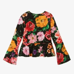 Girls Black Floral Top