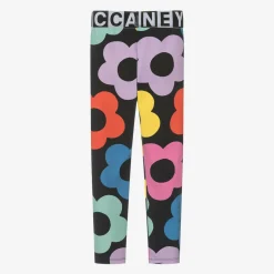 Girls Black Flower Leggings