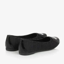 Girls Black Jacquard Ballerina Shoes