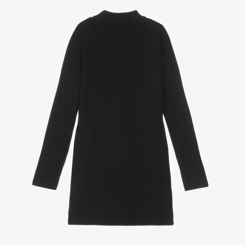 Girls Black Knitted Dress