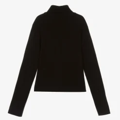 Girls Black Knitted Roll Neck Jumper