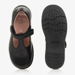 Girls Black Leather Bar Shoes