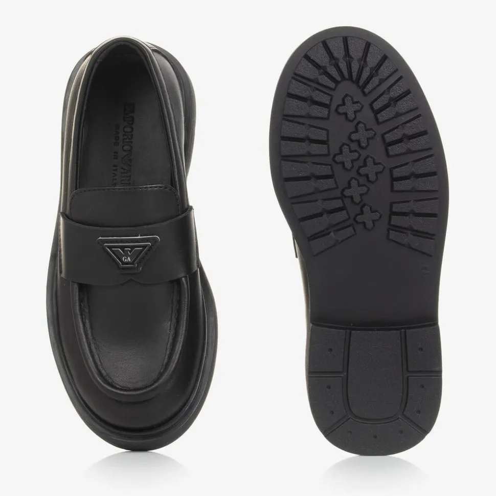 Girls Black Leather Loafers