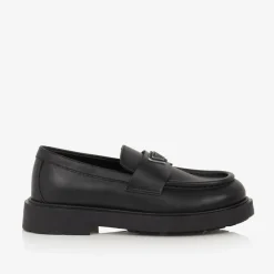 Girls Black Leather Loafers