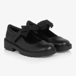 Girls Black Leather School Shoes