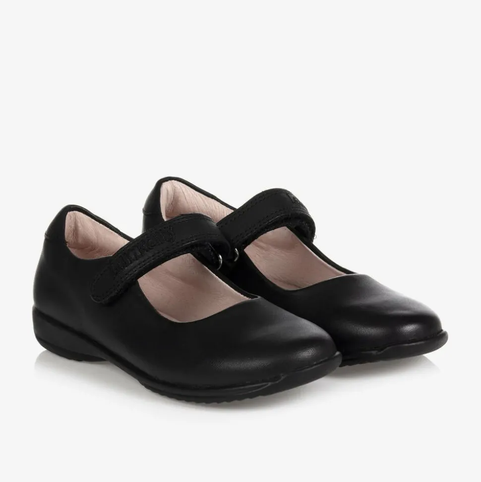 Girls Black Leather Shoes