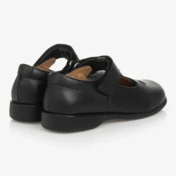 Girls Black Leather T-Bar Shoes