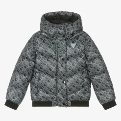 Girls Black Monogram Logo Puffer Jacket