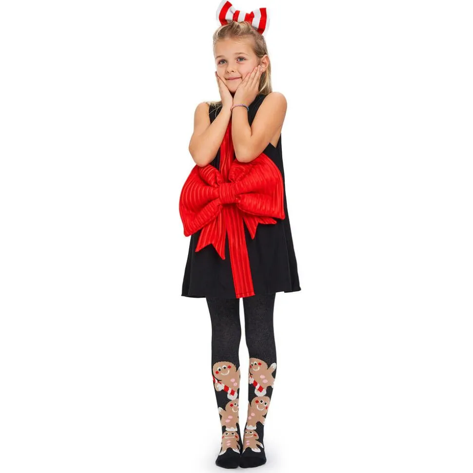 Girls Black Organic Cotton Gingerbread Tights