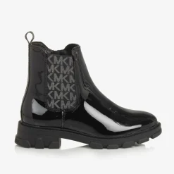 Girls Black Patent Chelsea Boots