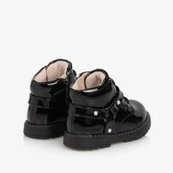 Girls Black Patent Faux Leather Boots