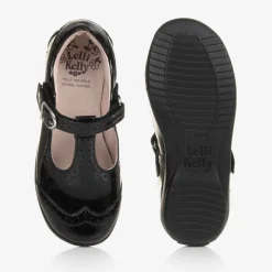 Girls Black Patent Leather Bar Shoes