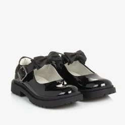Girls Black Patent Leather Bar Shoes