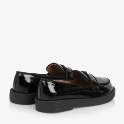 Girls Black Patent Leather Loafers