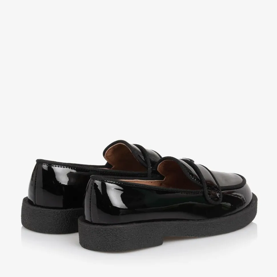 Girls Black Patent Leather Loafers